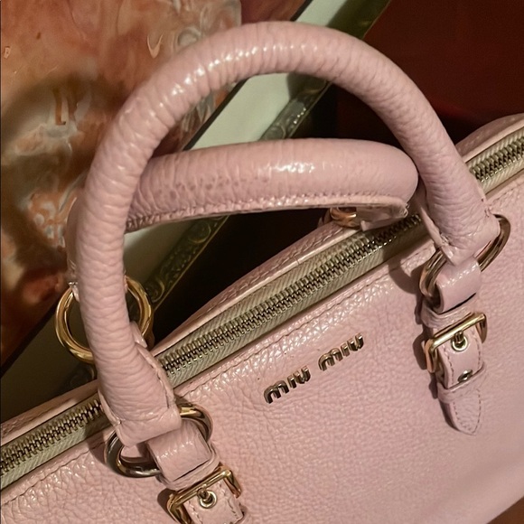 Miu Miu Pink Pebbled Leather Handbag - Picture 2 of 14